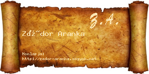 Zádor Aranka névjegykártya